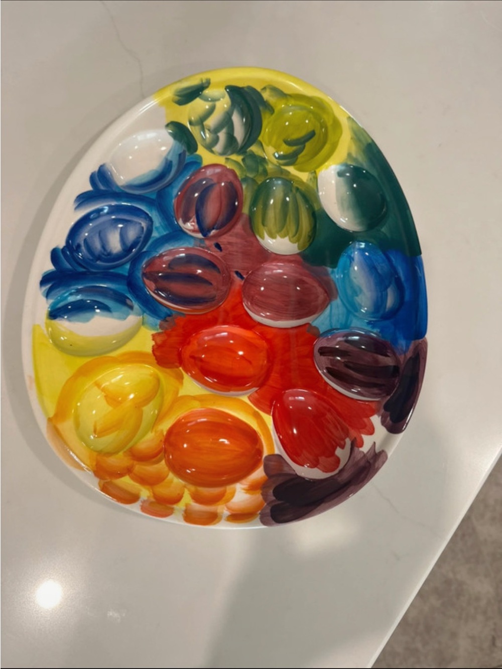 Anthropologie Multicolor Hand-Painted Ceramic retired egg platter